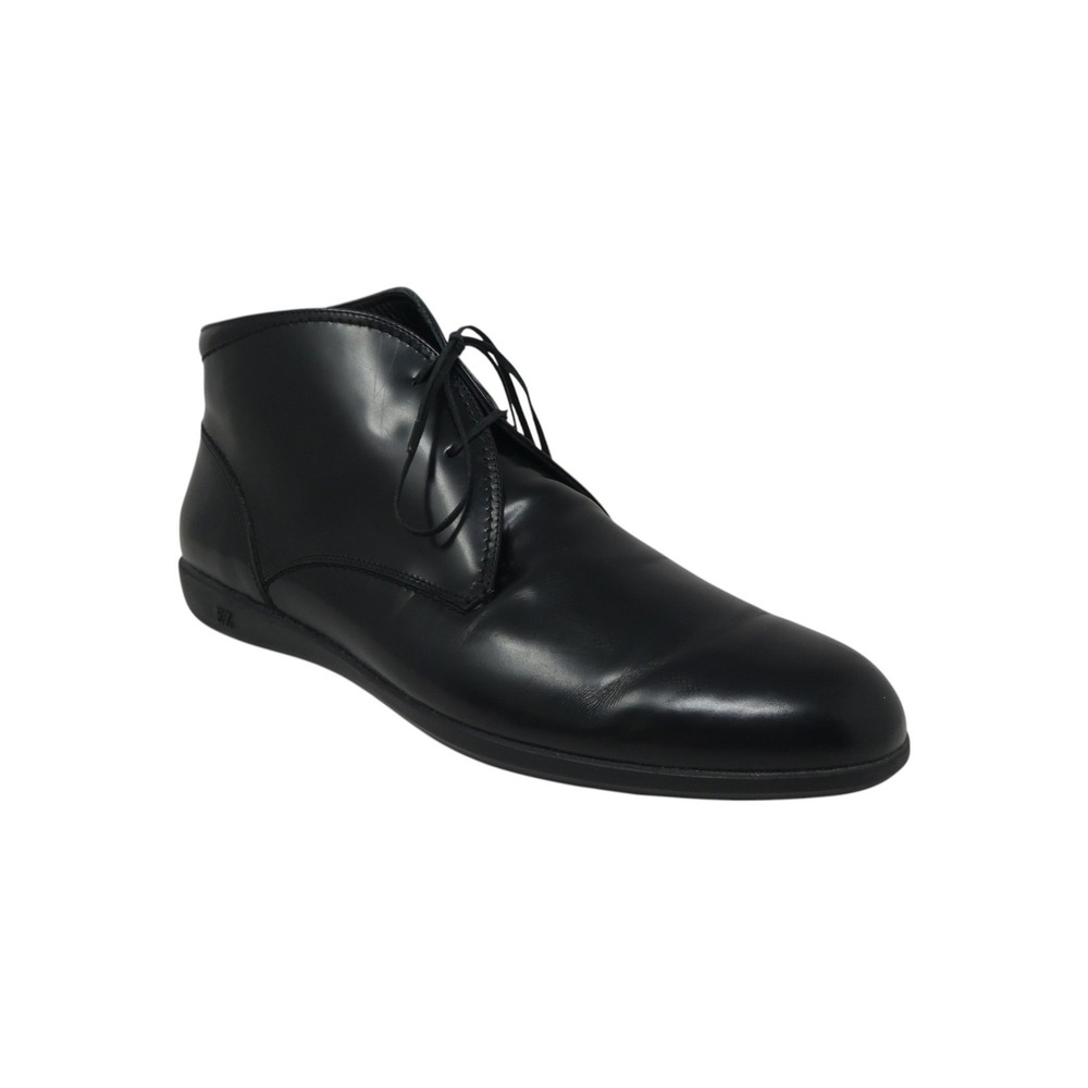 Ermenegildo Zegna Chukka Boots Men 11.5 Black Polished Leather Italy